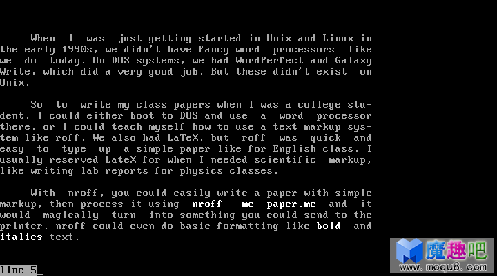 nroff text document output nroff text document output
