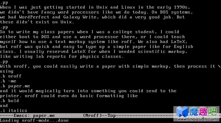 A simple nroff text document A simple nroff text document
